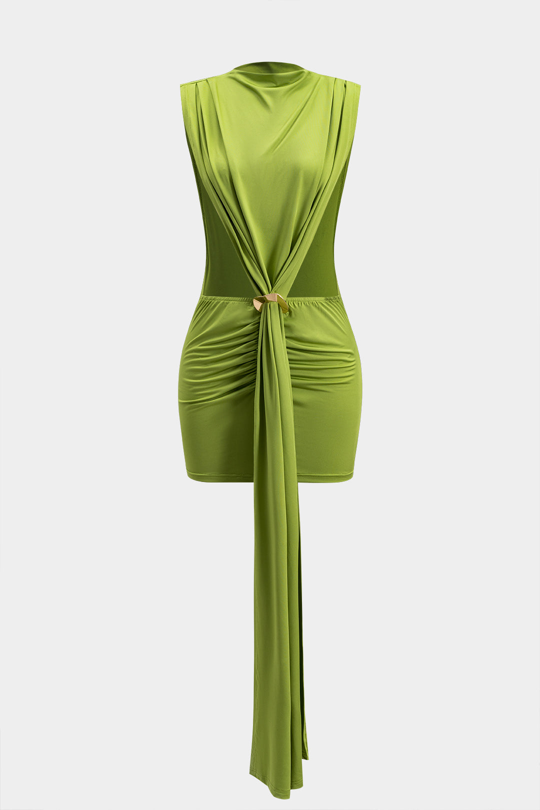 Metallic Crinkled Sleeveless Mini Dress