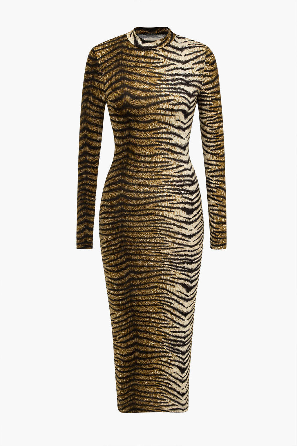 Langärmliges Midikleid mit Leopardenmuster