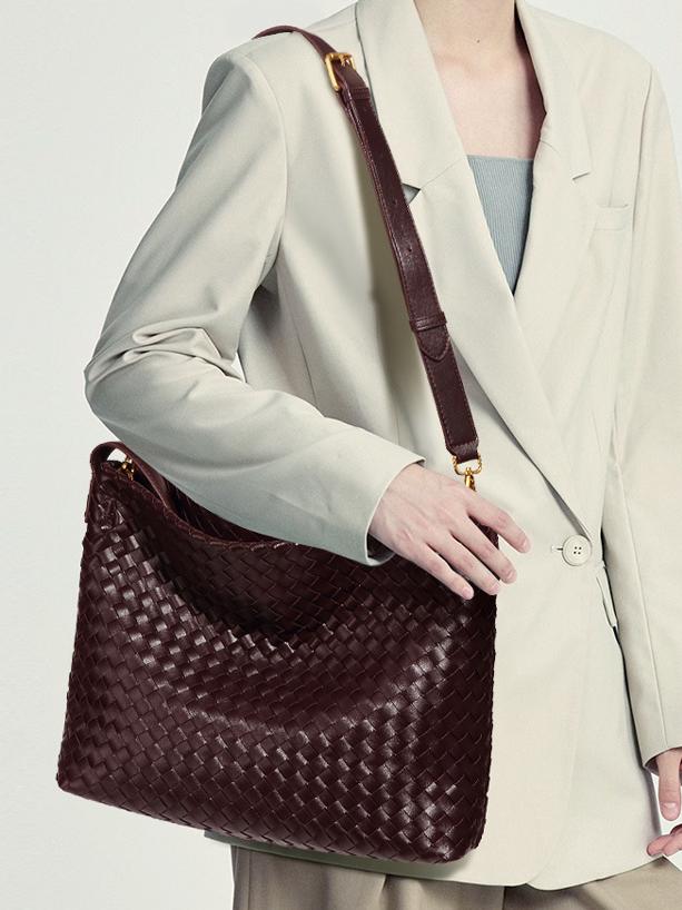 Spacious Woven Shoulder Crossbody Bag
