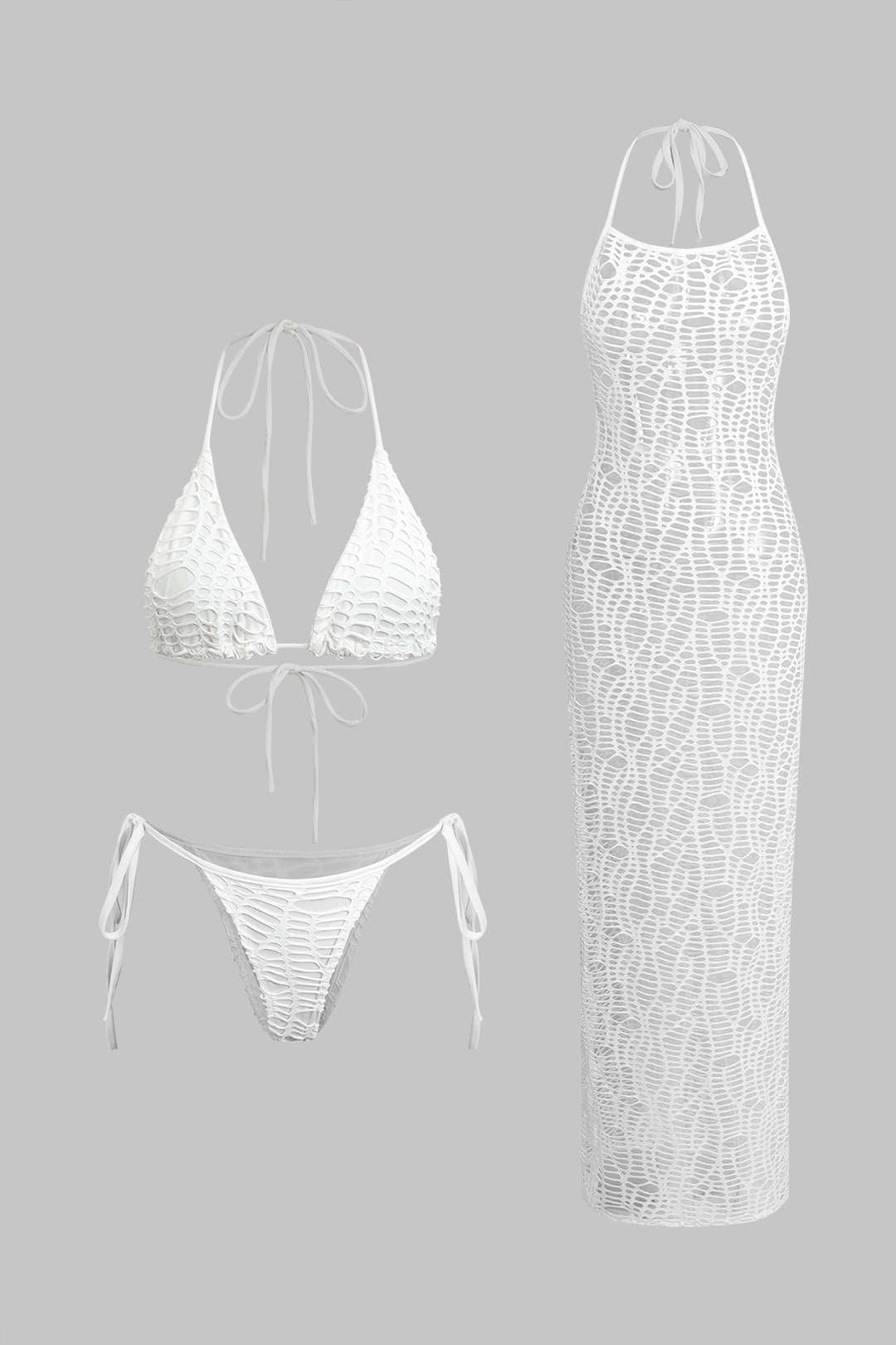 Natiné - Teksturowane Bikini z Wiązaniem na Szyi i Dzianina