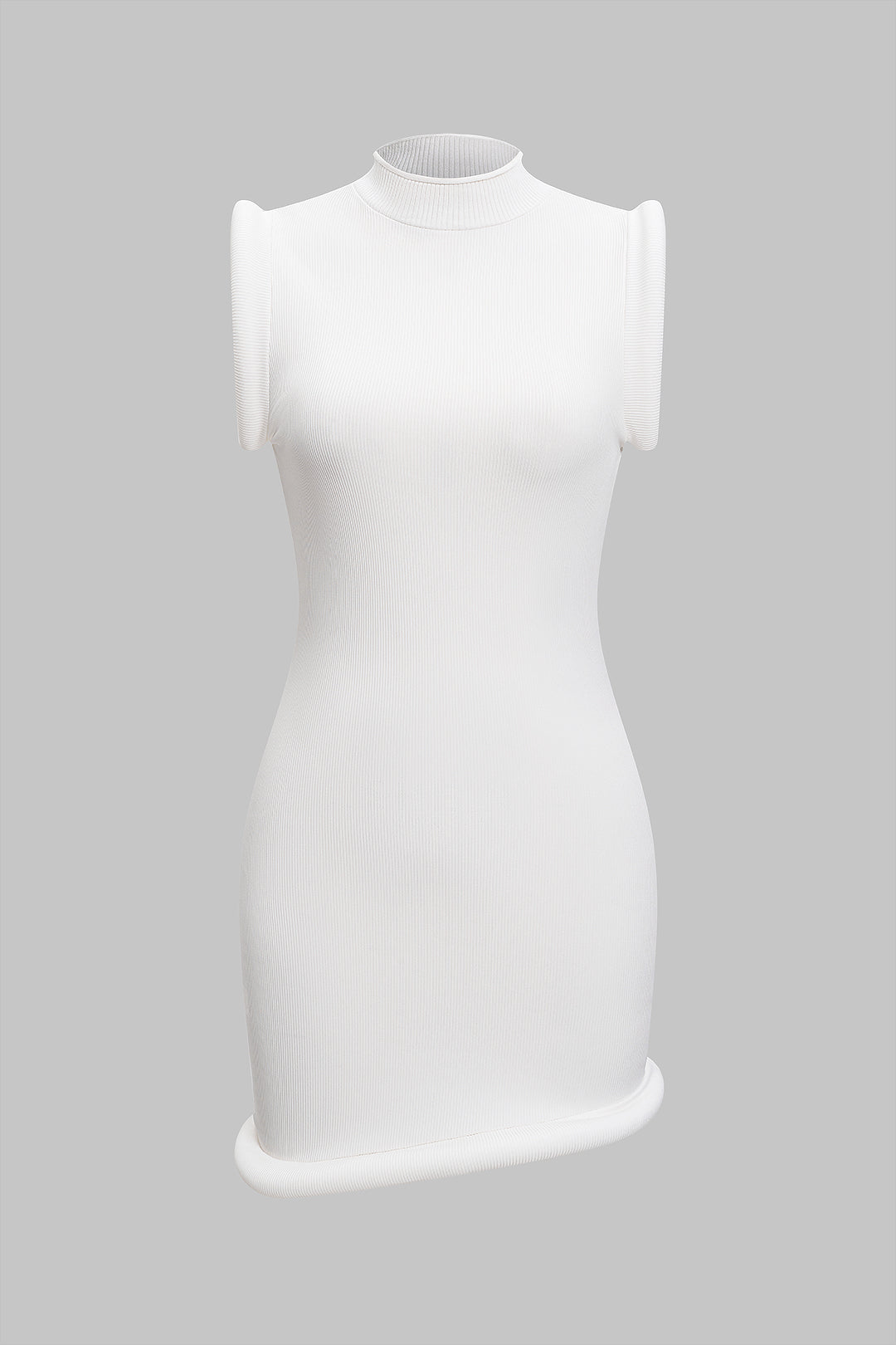Asymmetrical Mini Dress with Mock Neck