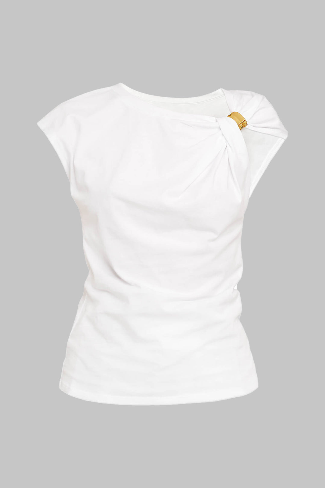 Natiné - T-shirt z Marszczeniami, Detalem z Węzłem