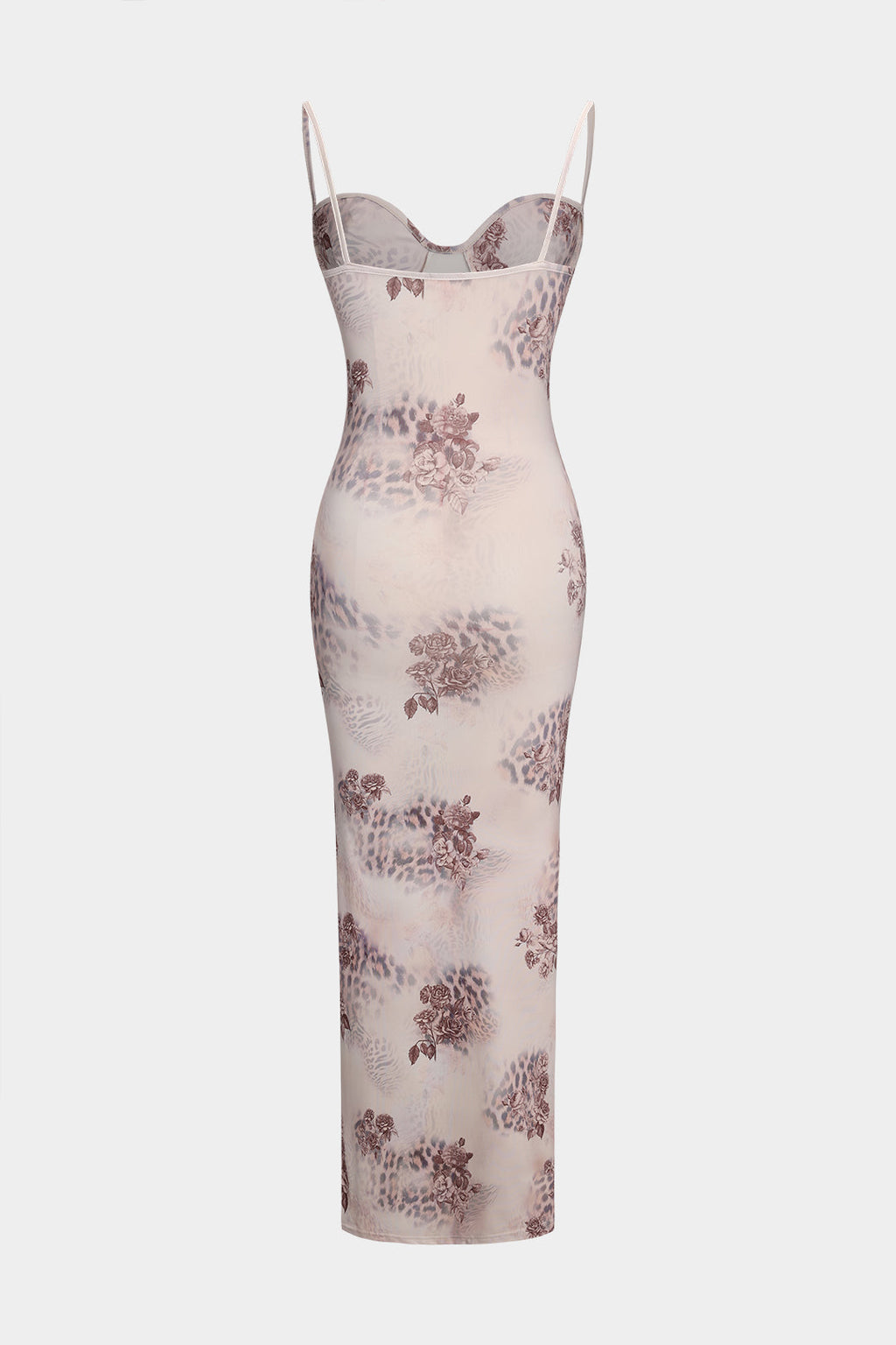 Natiné – Maxi Sukienka z Sercowym Dekoltem w Leopardzi Wzór