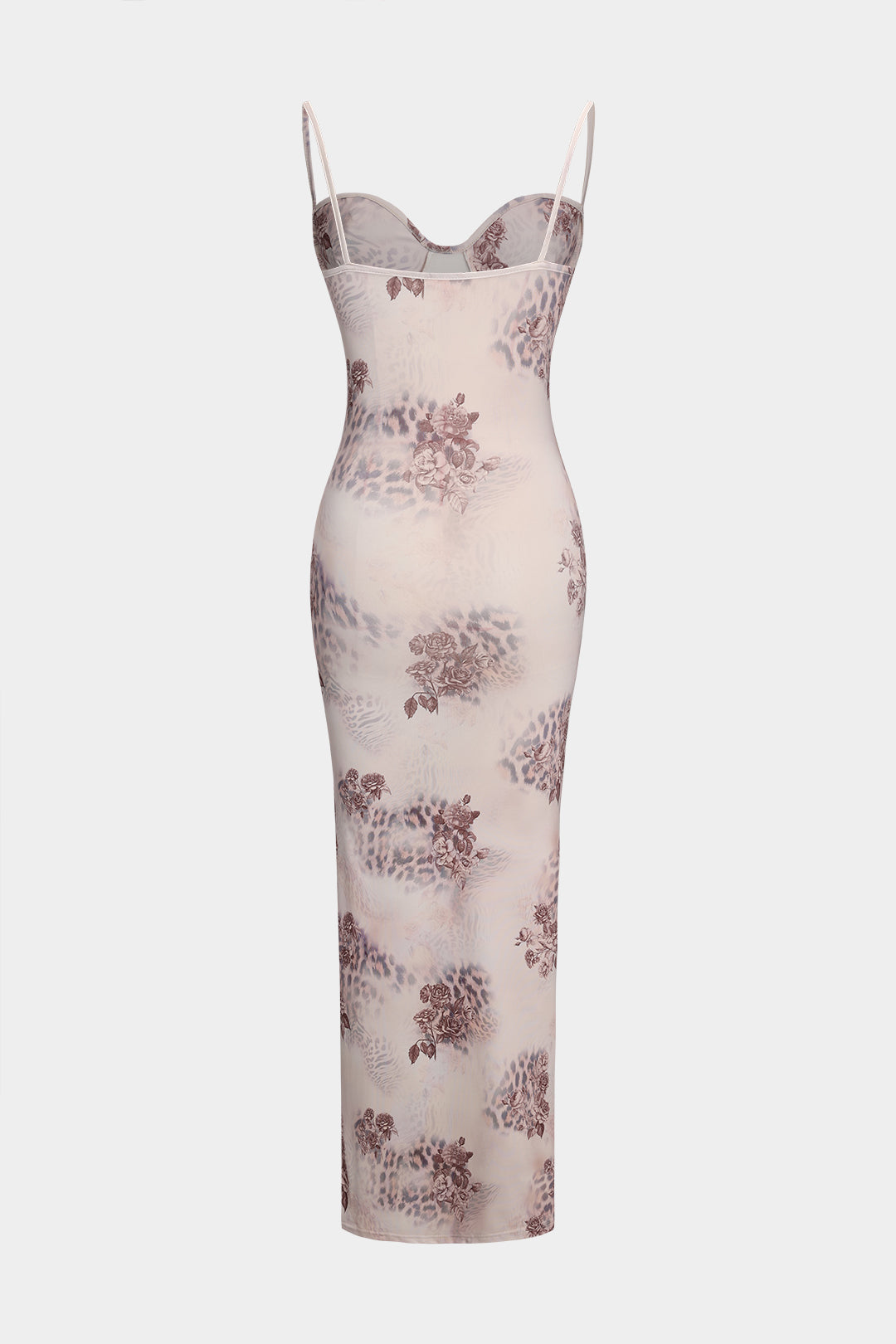 Natiné – Maxi Sukienka z Sercowym Dekoltem w Leopardzi Wzór