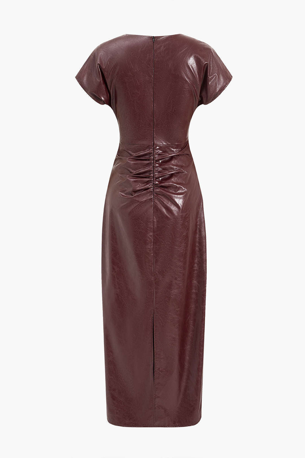 Midi Dress in Faux Leather with Ruffles