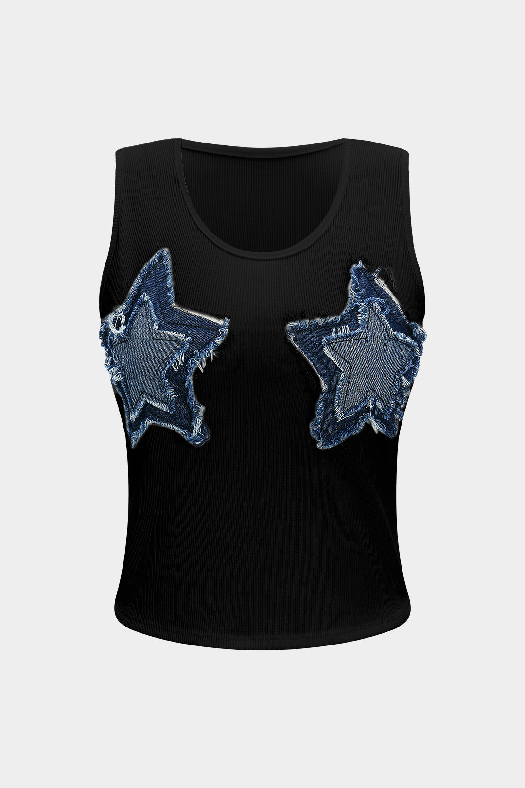 Natiné - Denimowy Top w Stylu Patchwork