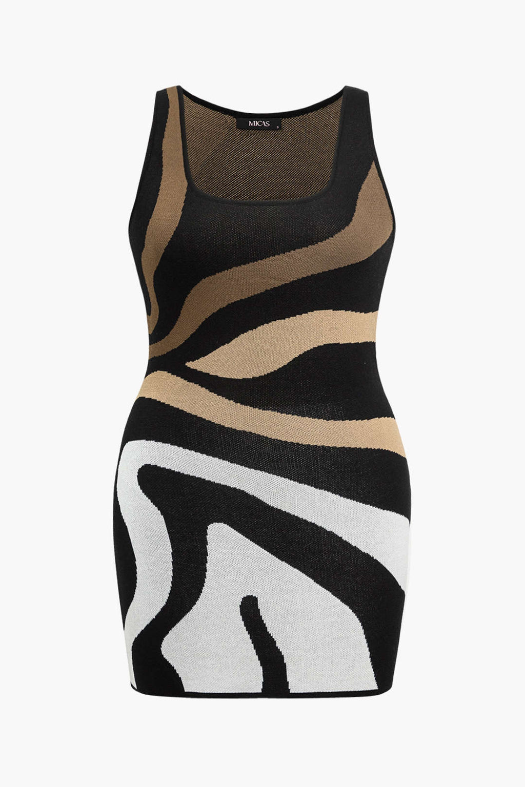 Natiné – Plus Size Bezrękawowa Mini Sukienka Zebra