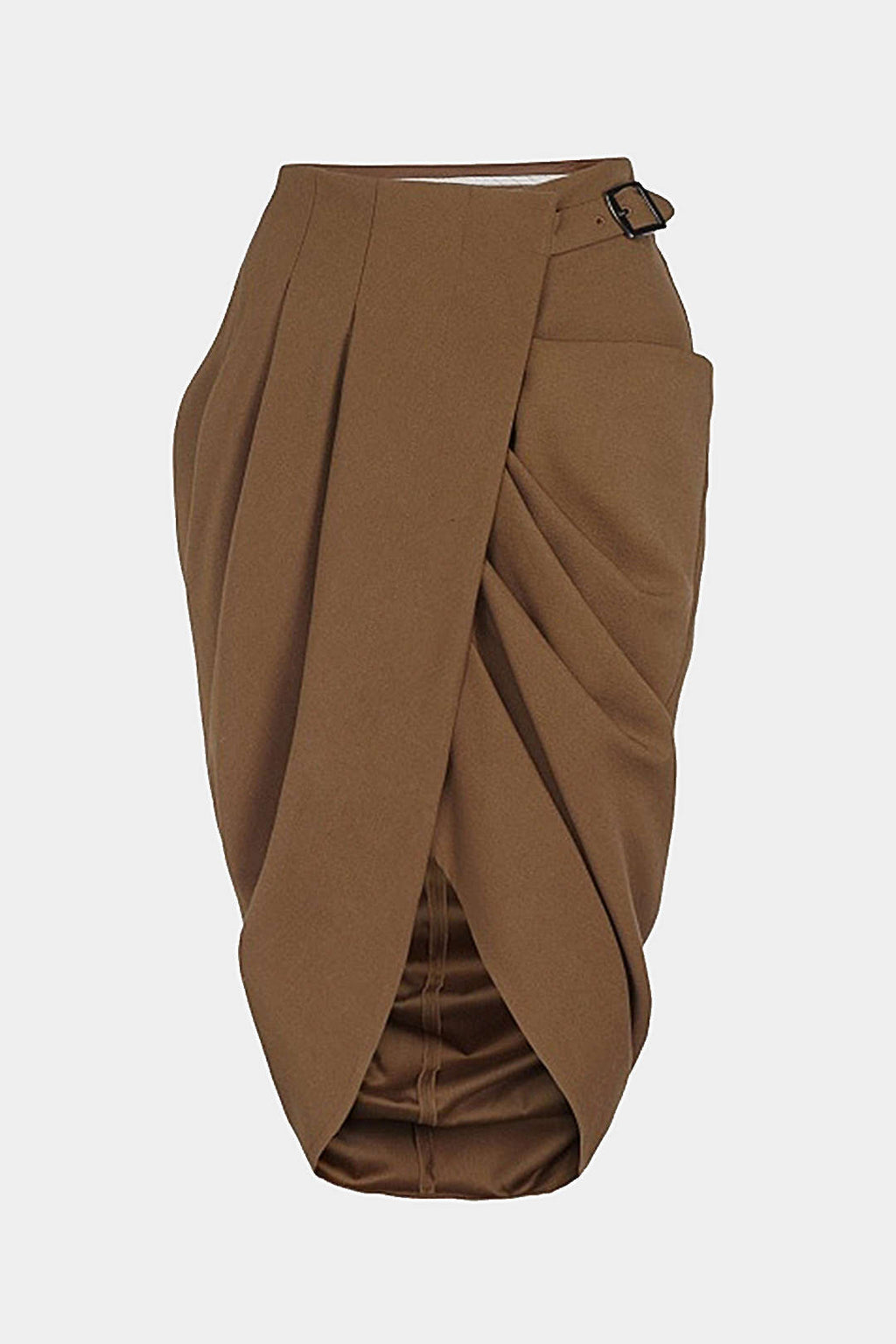 Asymmetry Belt Ruched Midi Skirt 