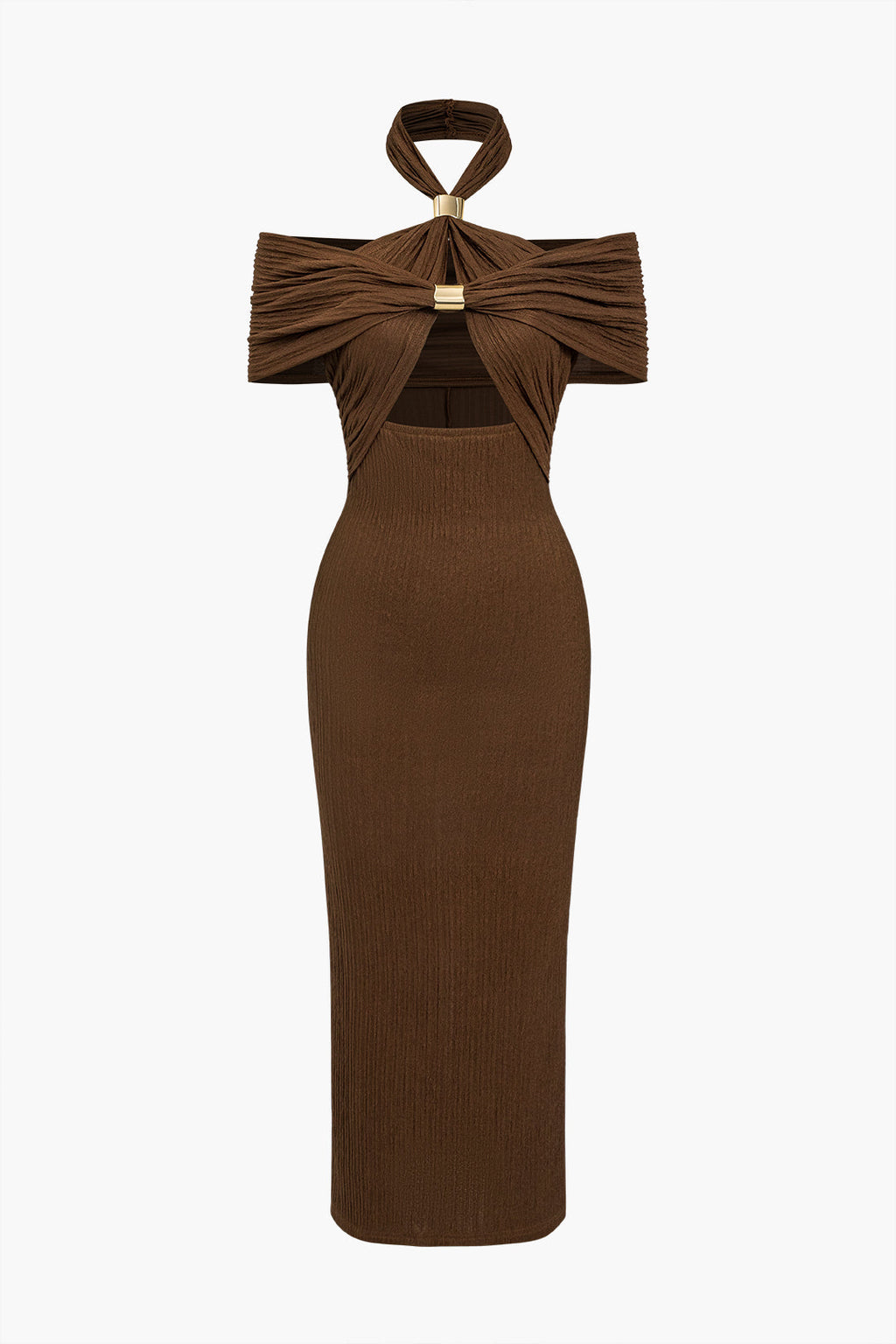 Textured Midi Dress with Slit