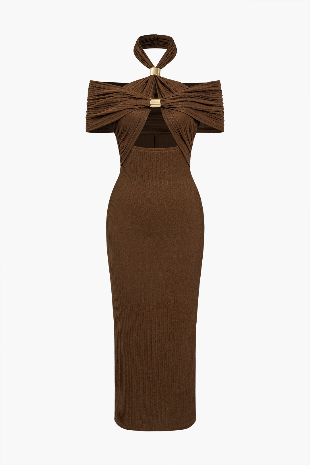 Textured Midi Dress with Slit