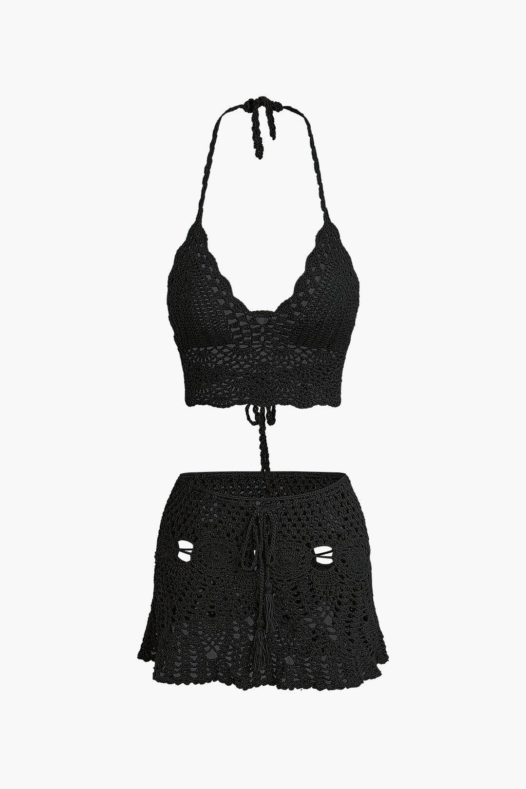 Natiné - Zestaw: Szydełkowy Top Halter i Mini Spódnica