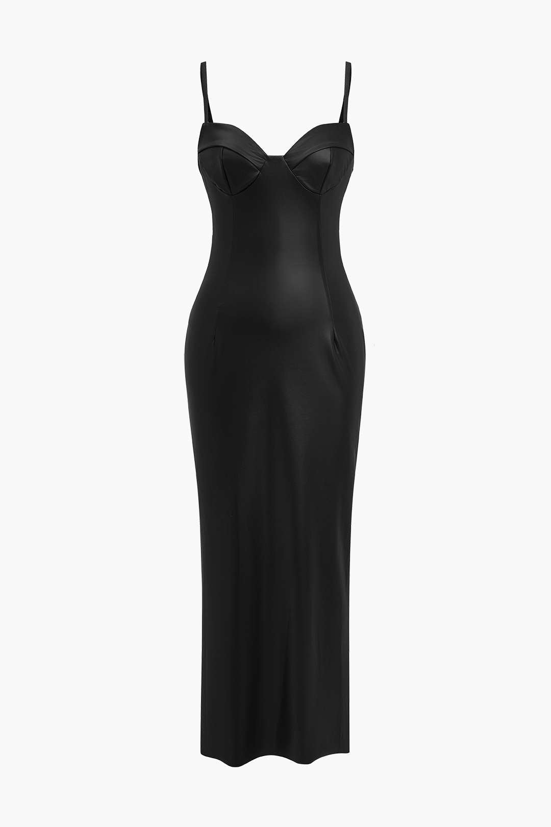 Midi Dress in Eco-Leather with Corset Cut