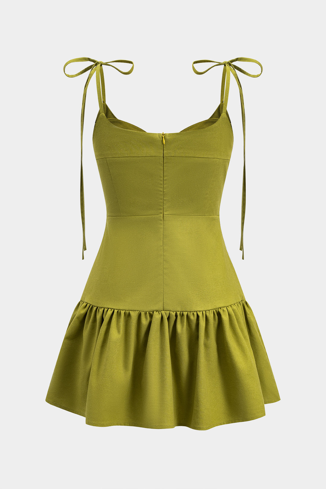 Sleeveless Mini Dress with Ruched Tie-Up Detail in Linen