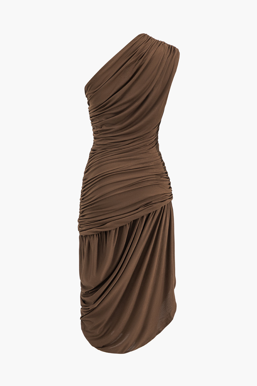 Asymmetrical Sleeveless Midi Dress with Ruching