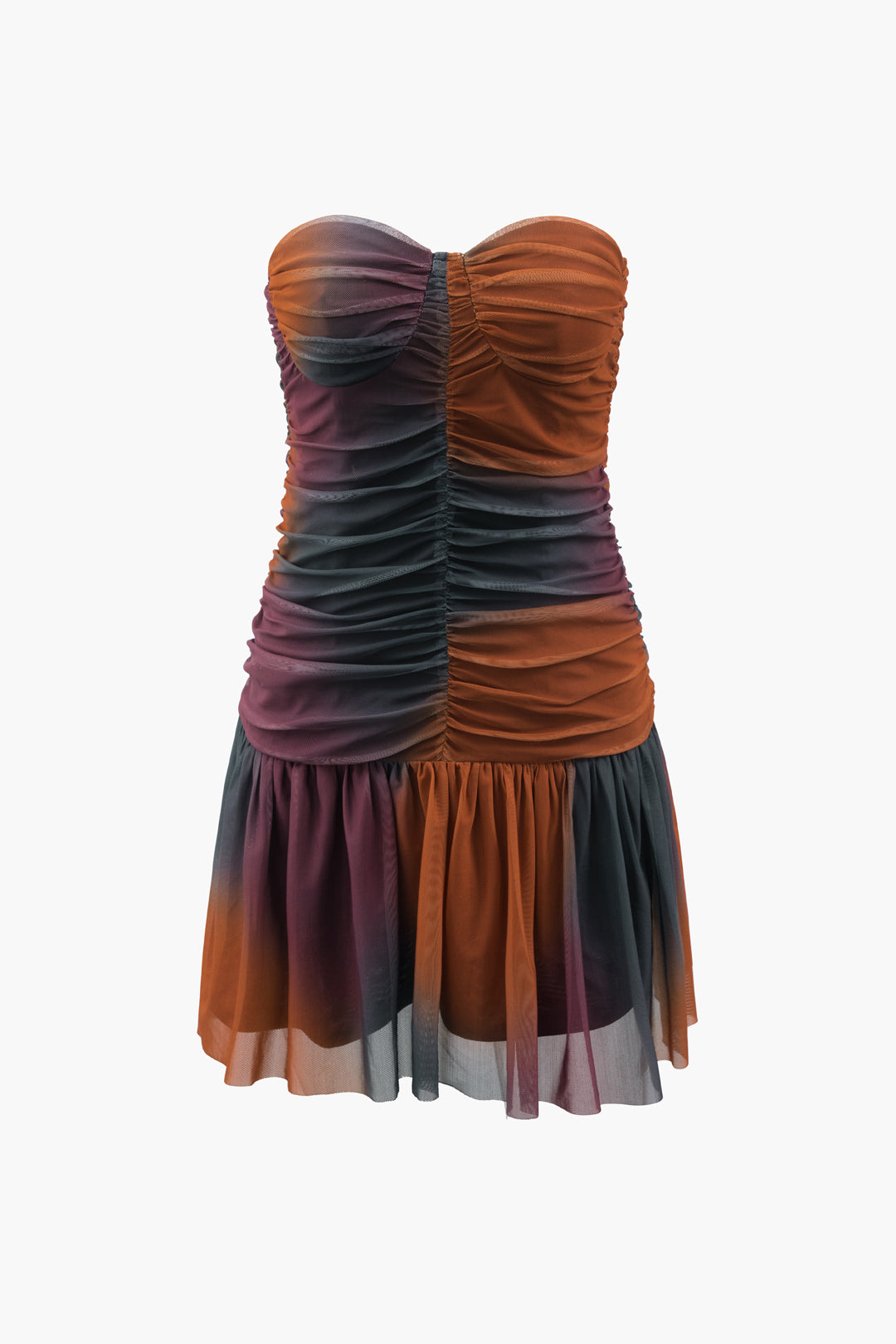 Mini Sukienka Bez Ramiączek w Stylu Tie Dye