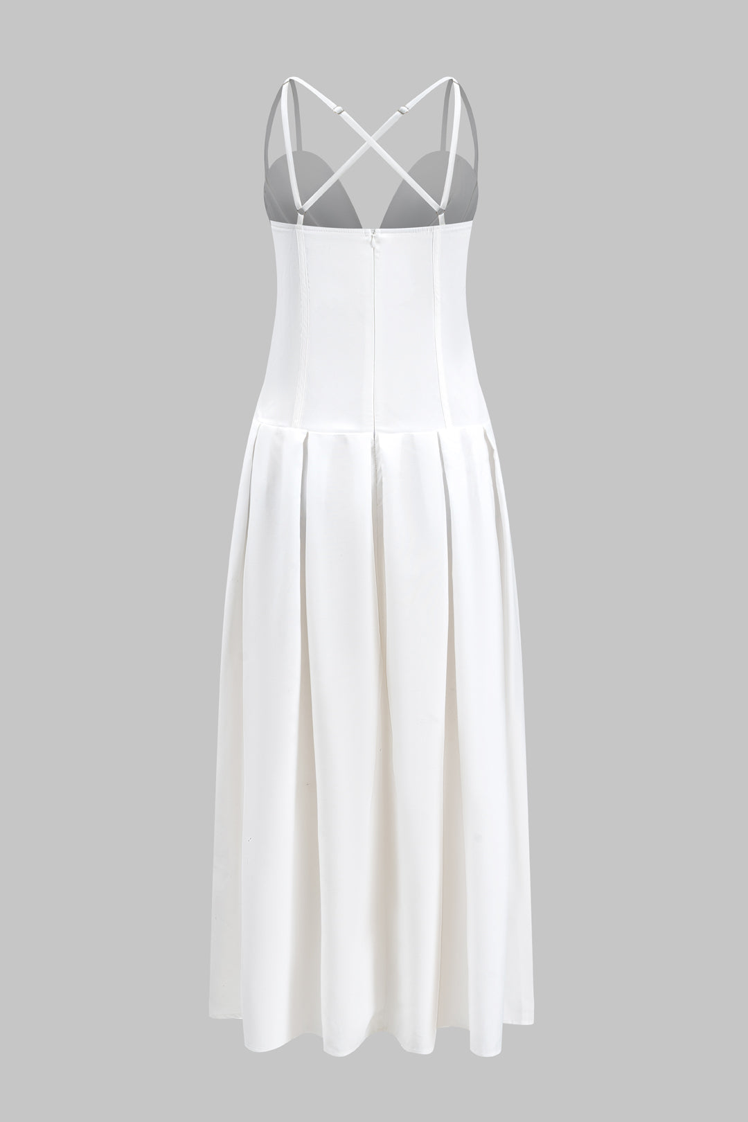 Maxikleid mit plissierter Brustpartie und Reißverschluss