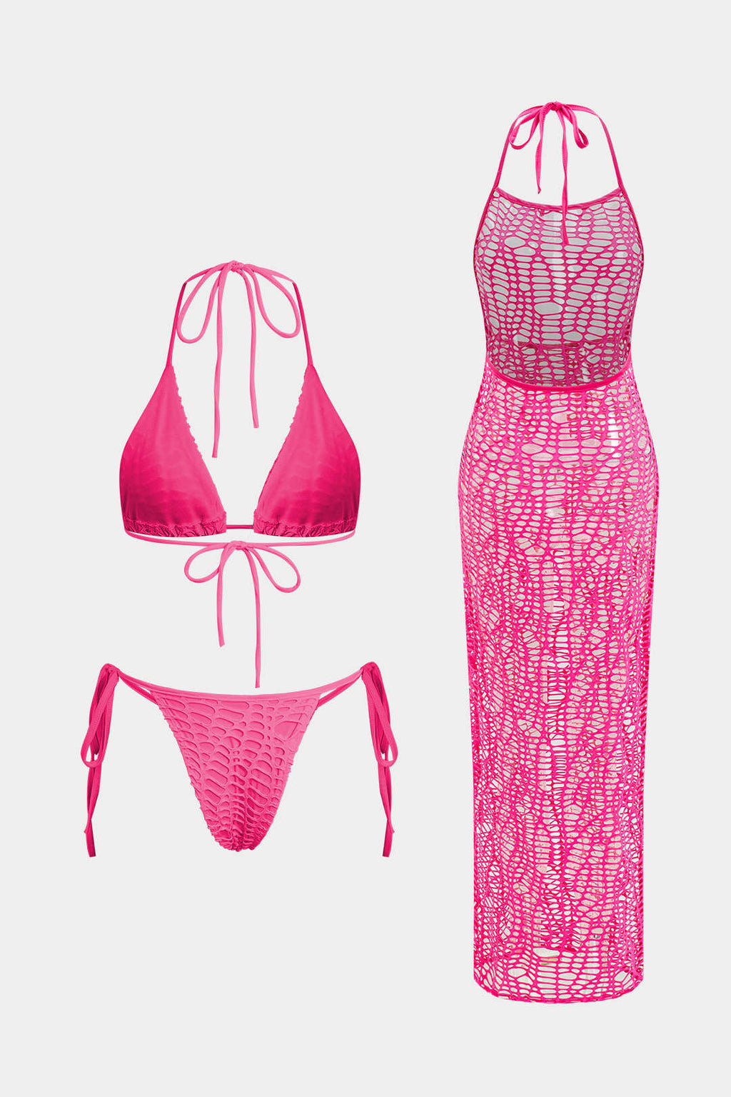 Natiné - Teksturowane Bikini z Wiązaniem na Szyi i Dzianina
