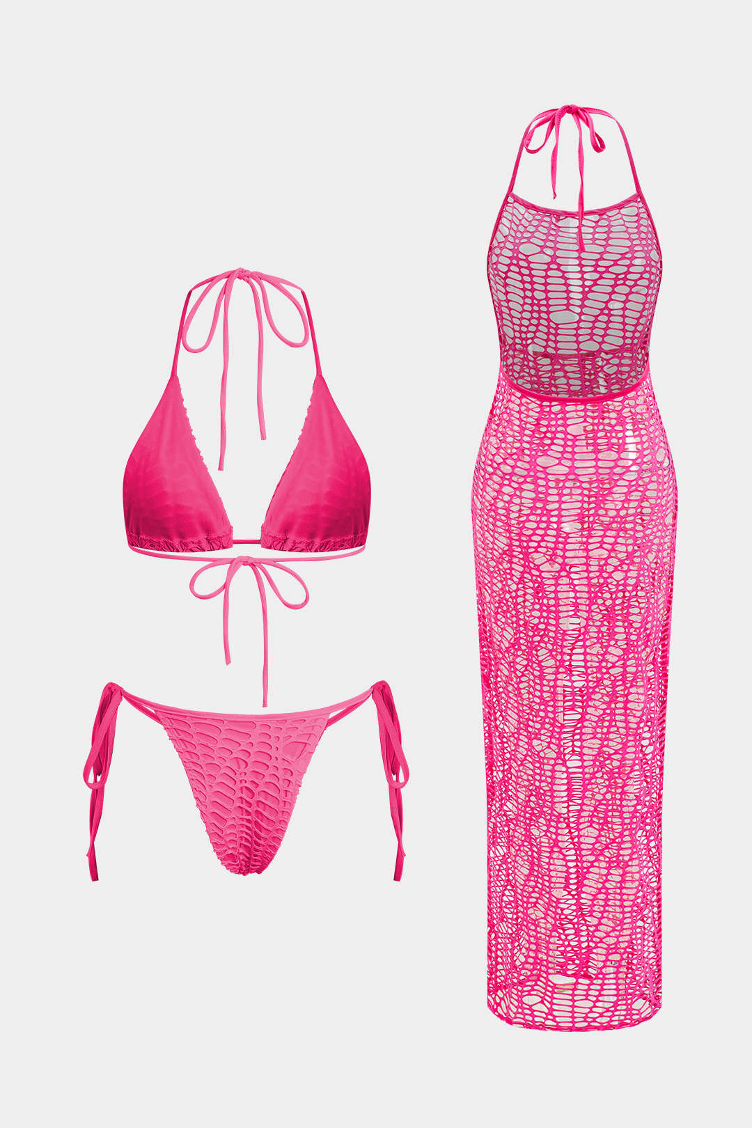 Natiné - Teksturowane Bikini z Wiązaniem na Szyi i Dzianina