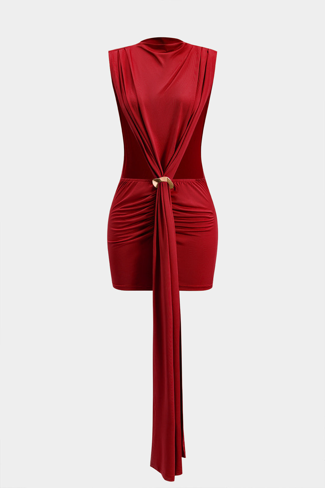 Metallic Crinkled Sleeveless Mini Dress