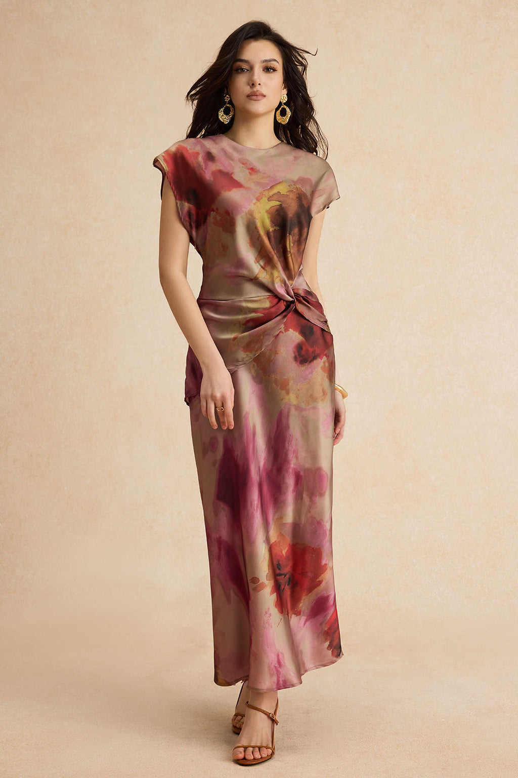 Natiné – Sukienka Midi z Wycięciami i Tie Dye