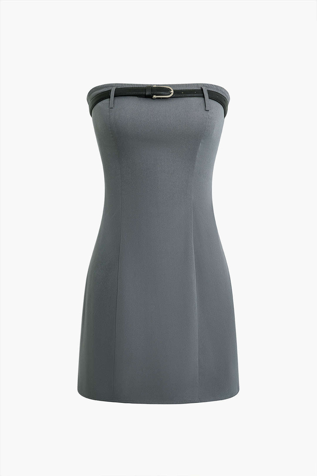 Elegancka Mini Sukienka Bez Ramiączek z Paskiem