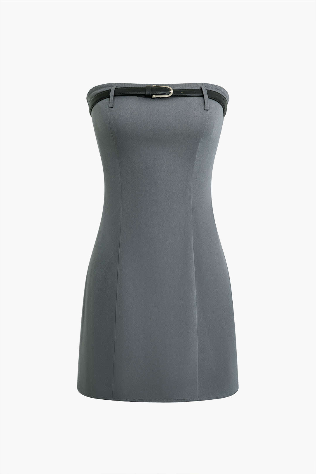 Elegancka Mini Sukienka Bez Ramiączek z Paskiem