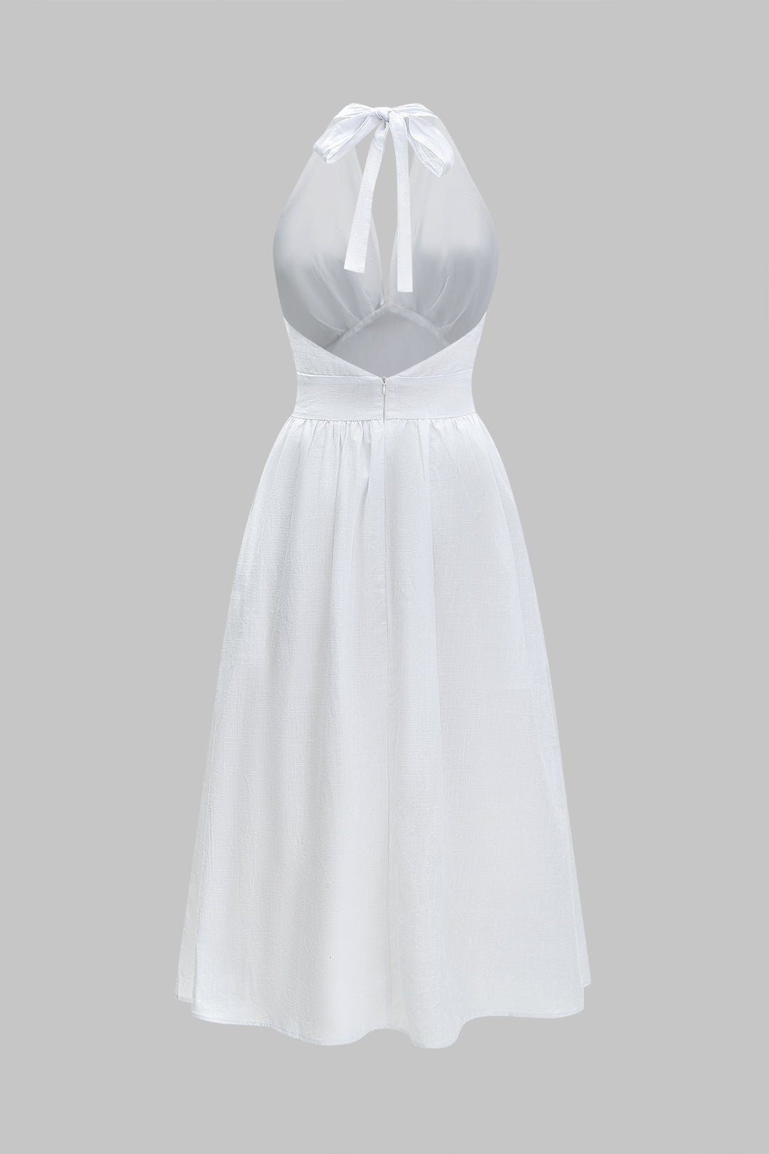 Maxi-Leinenkleid mit V-Ausschnitt, rückenfrei und ärmellos