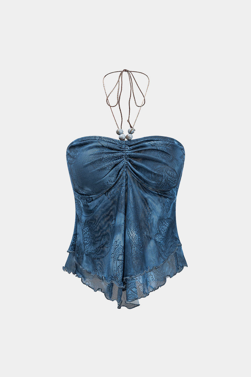 Natiné — Top z koralikami i marszczeniem w wzór tie-dye