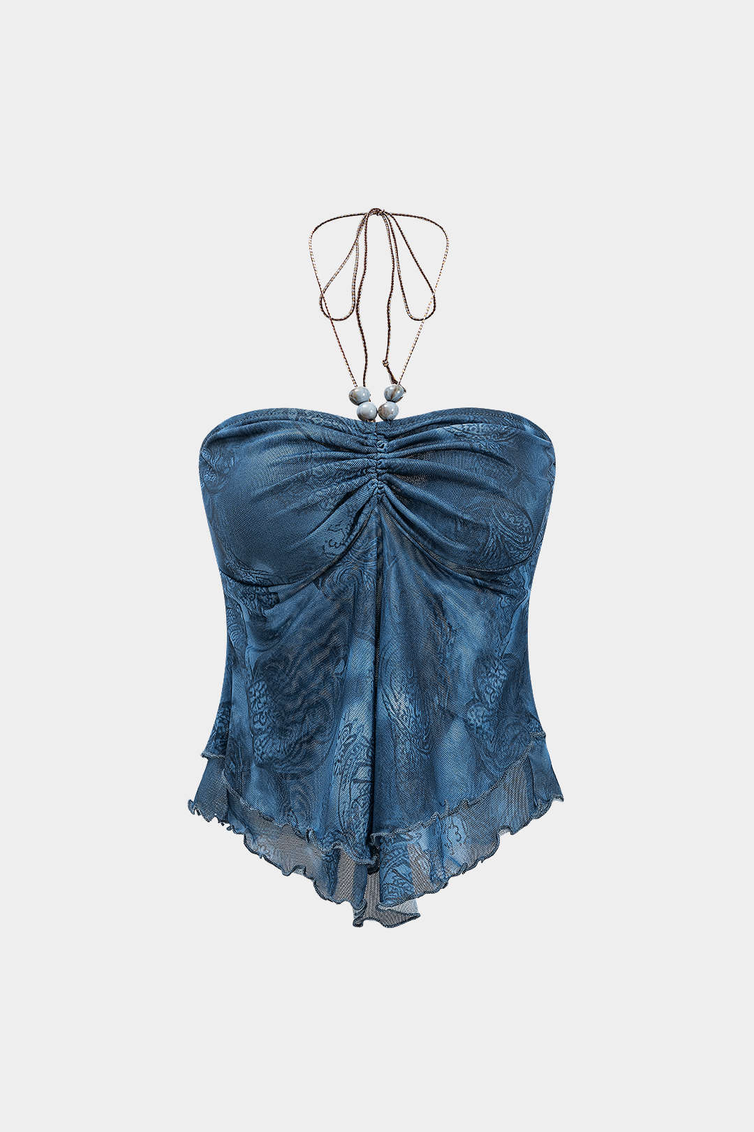 Natiné — Top z koralikami i marszczeniem w wzór tie-dye