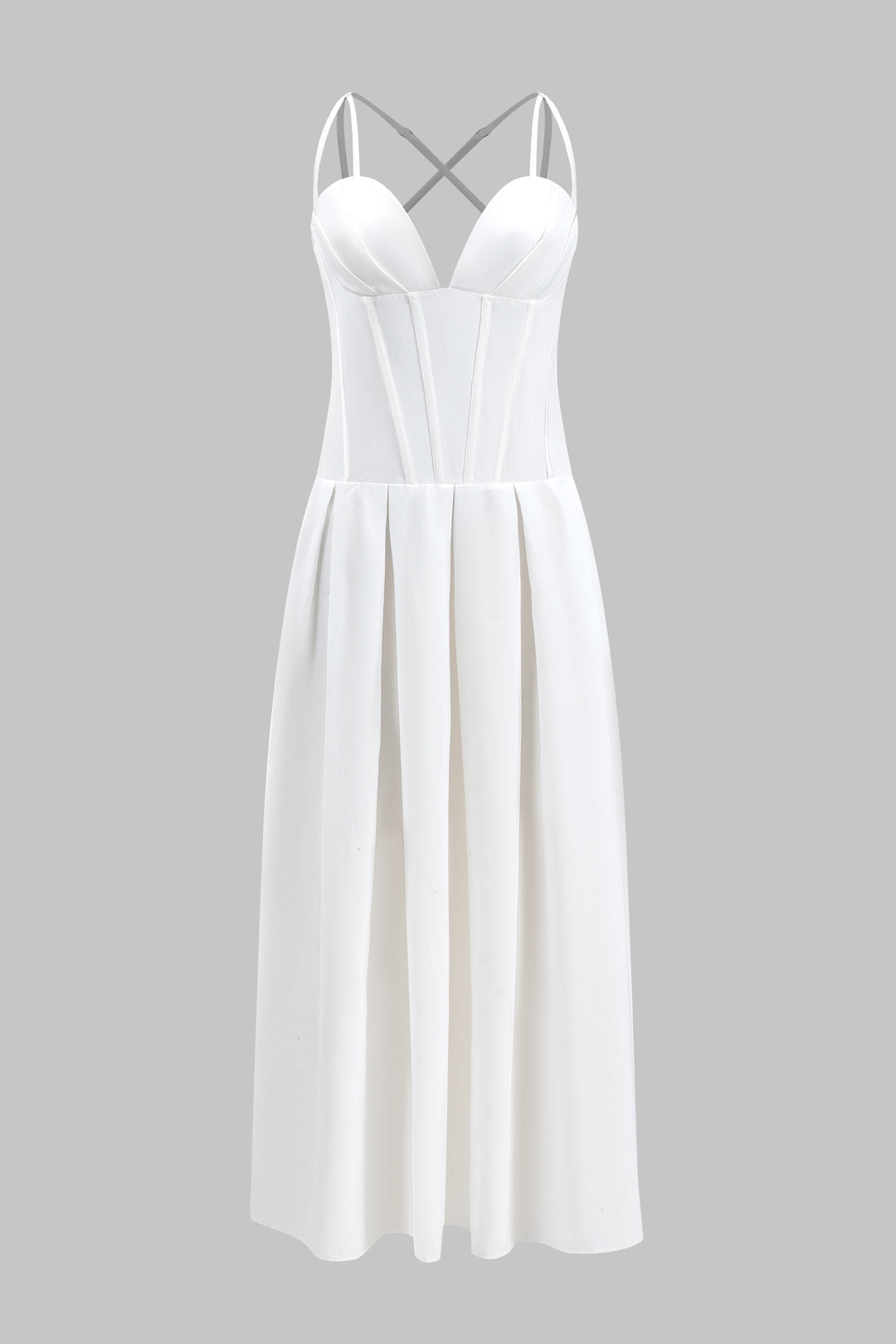 Maxikleid mit plissierter Brustpartie und Reißverschluss