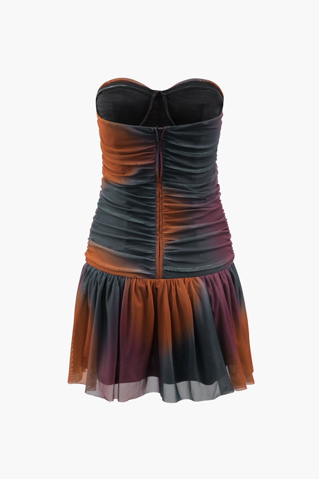 Mini Sukienka Bez Ramiączek w Stylu Tie Dye
