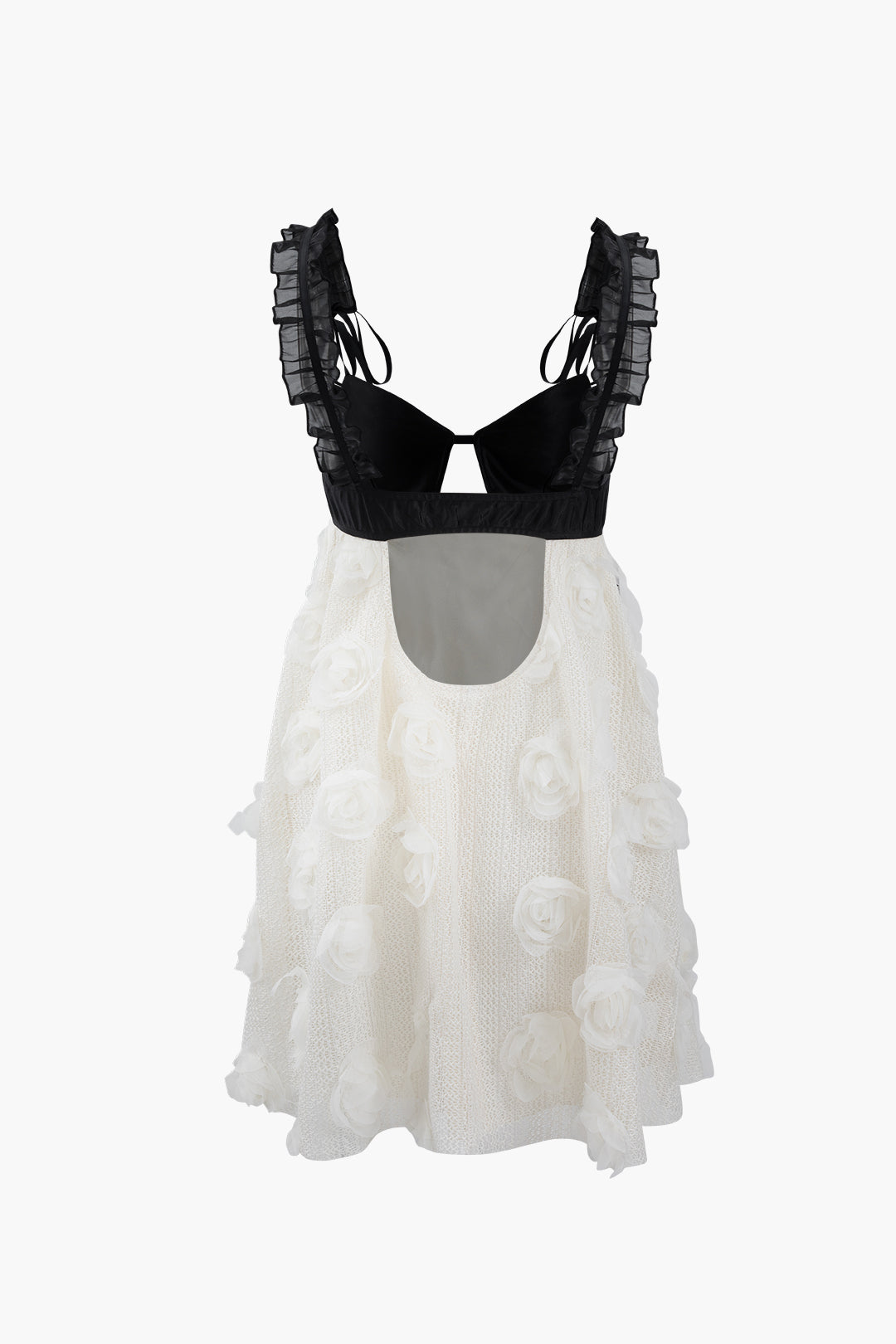 Floral Print Mini Dress with Fringe on the Back