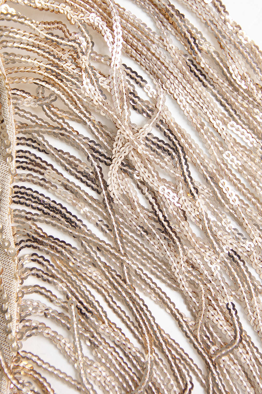 Midi Dress with Fringe and Sequins, Backless