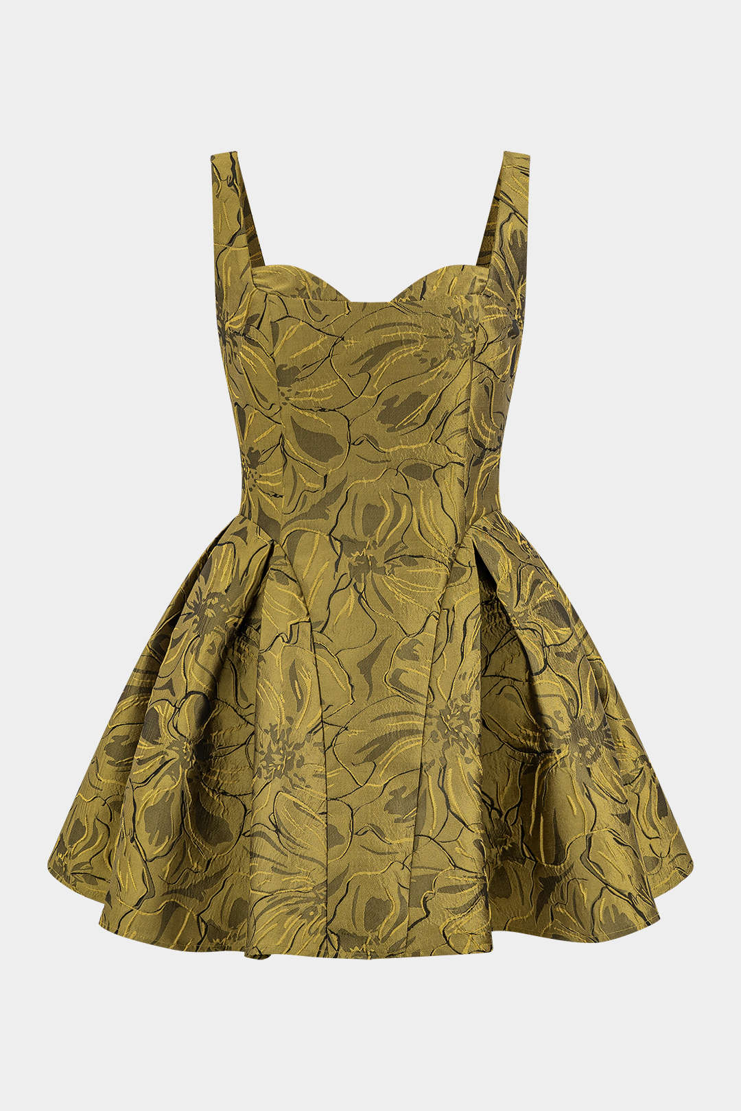Mini Sukienka Bez Rękawów z Marszczeniem w Wzór Jacquard