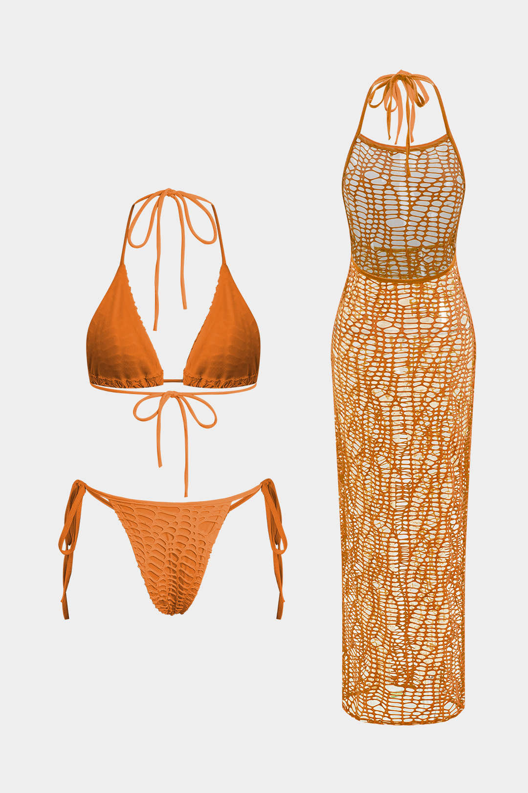 Natiné - Teksturowane Bikini z Wiązaniem na Szyi i Dzianina