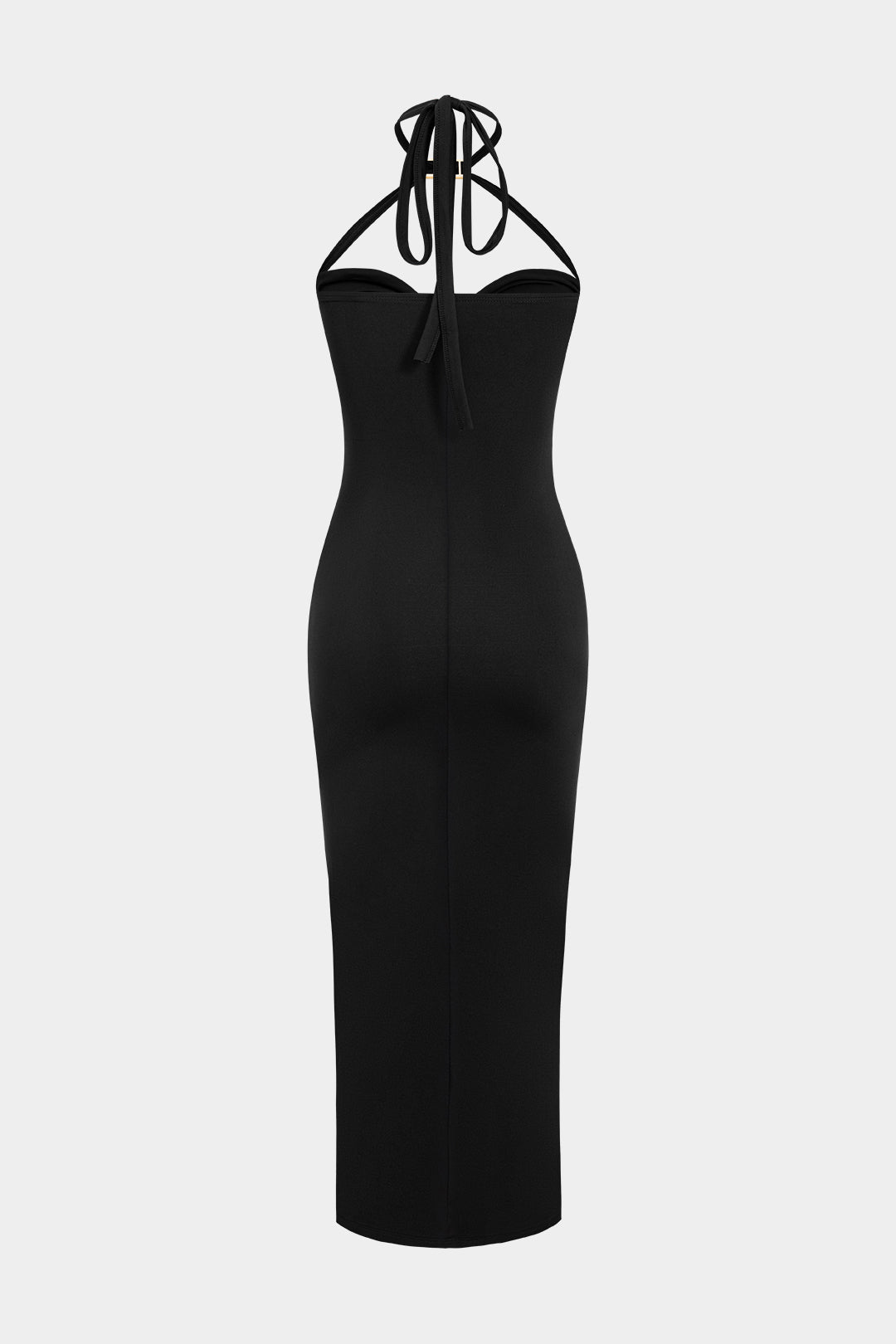 Elegantes Metallic Neckholder Maxikleid mit Cutouts