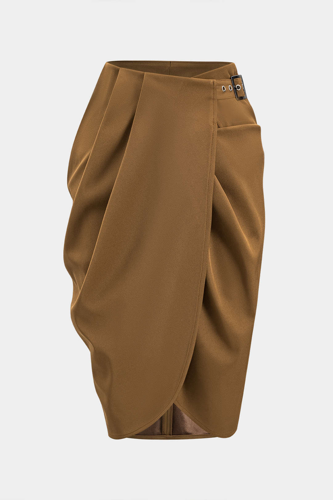 Asymmetry Belt Ruched Midi Skirt 