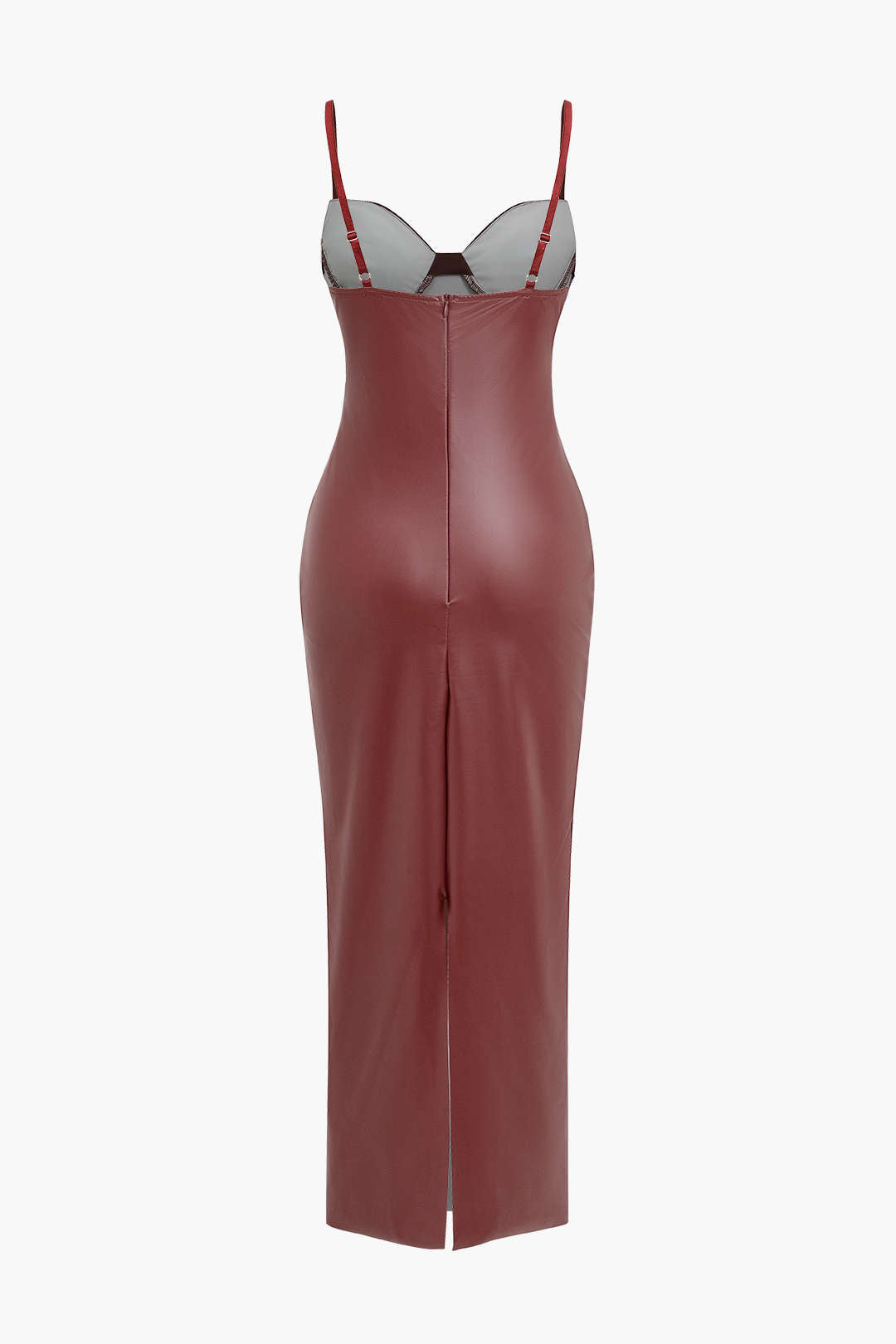 Midi Dress in Eco-Leather with Corset Cut