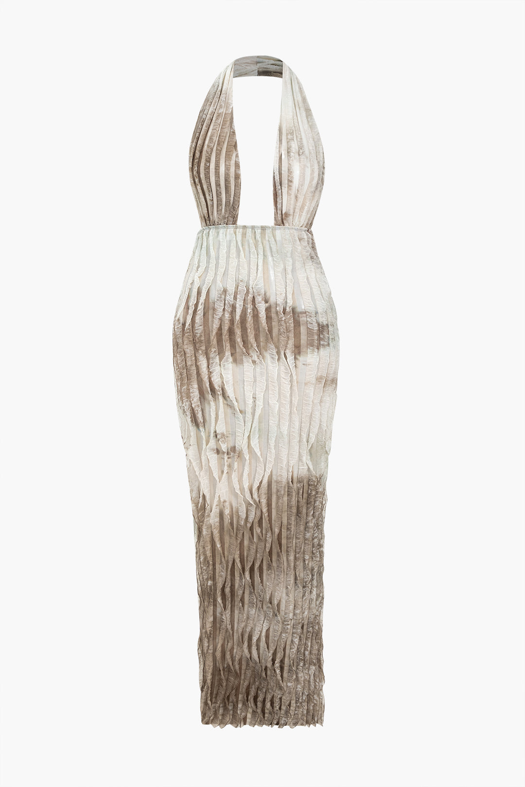 Natiné - Maxi Sukienka z Tyłem na Plecach w Wzór Tie Dye
