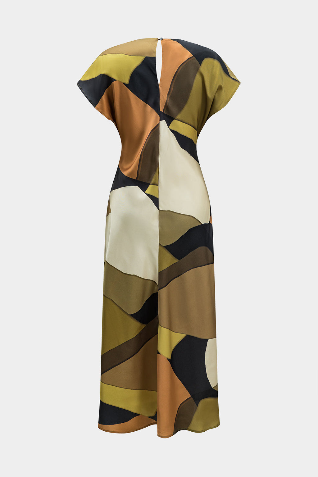 Midikleid aus Satinmaterial, gerafft, mit Cut-outs und Knöpfen