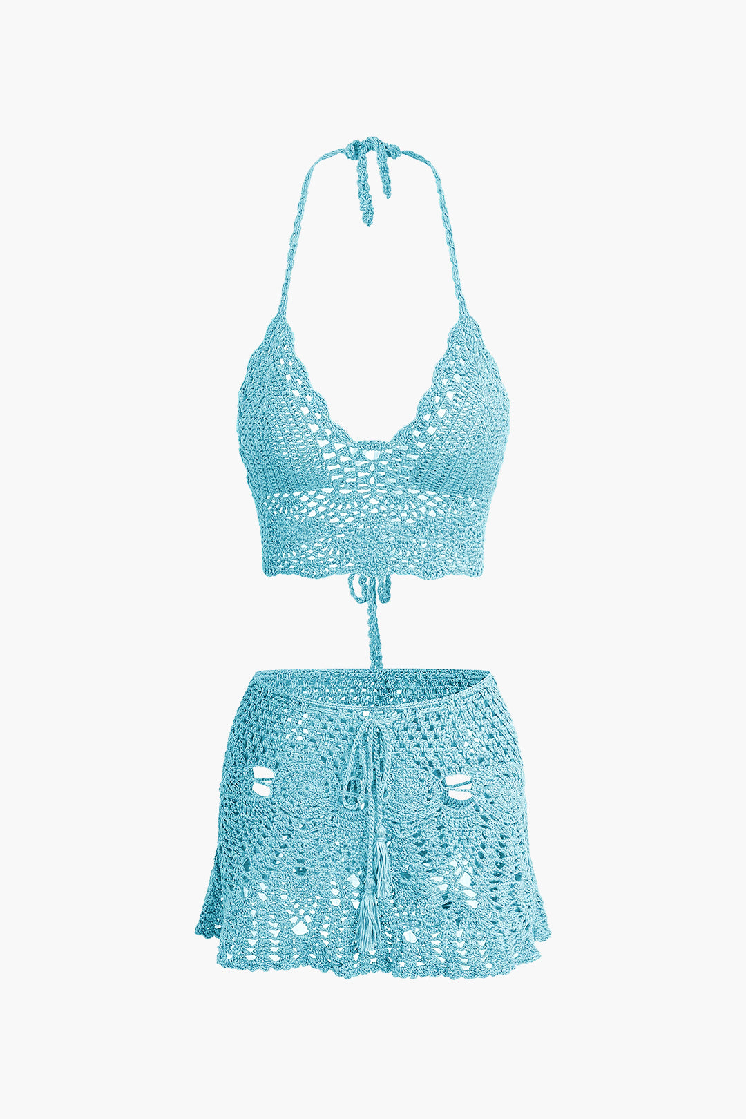 Natiné - Zestaw: Szydełkowy Top Halter i Mini Spódnica