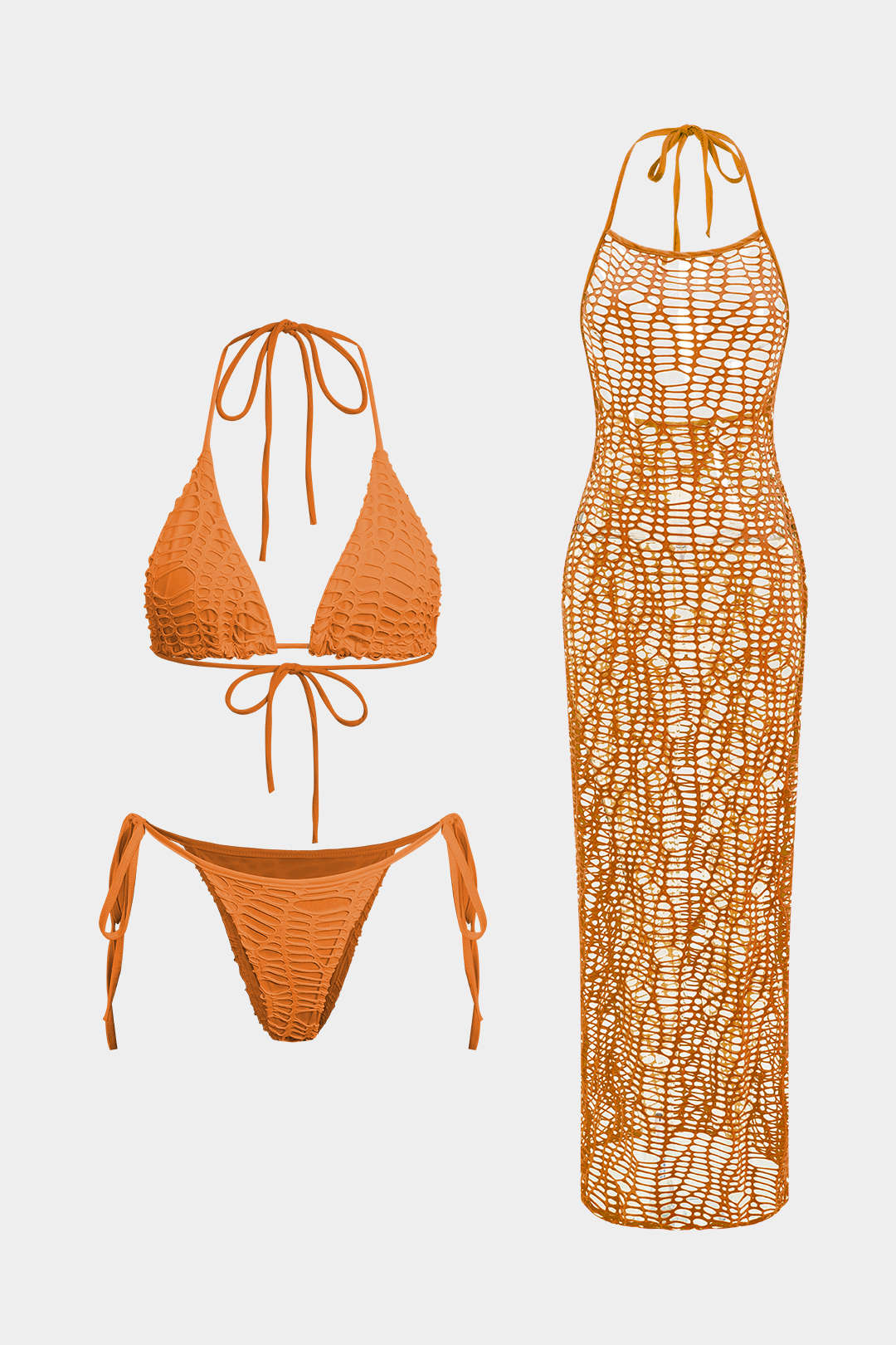 Natiné - Teksturowane Bikini z Wiązaniem na Szyi i Dzianina