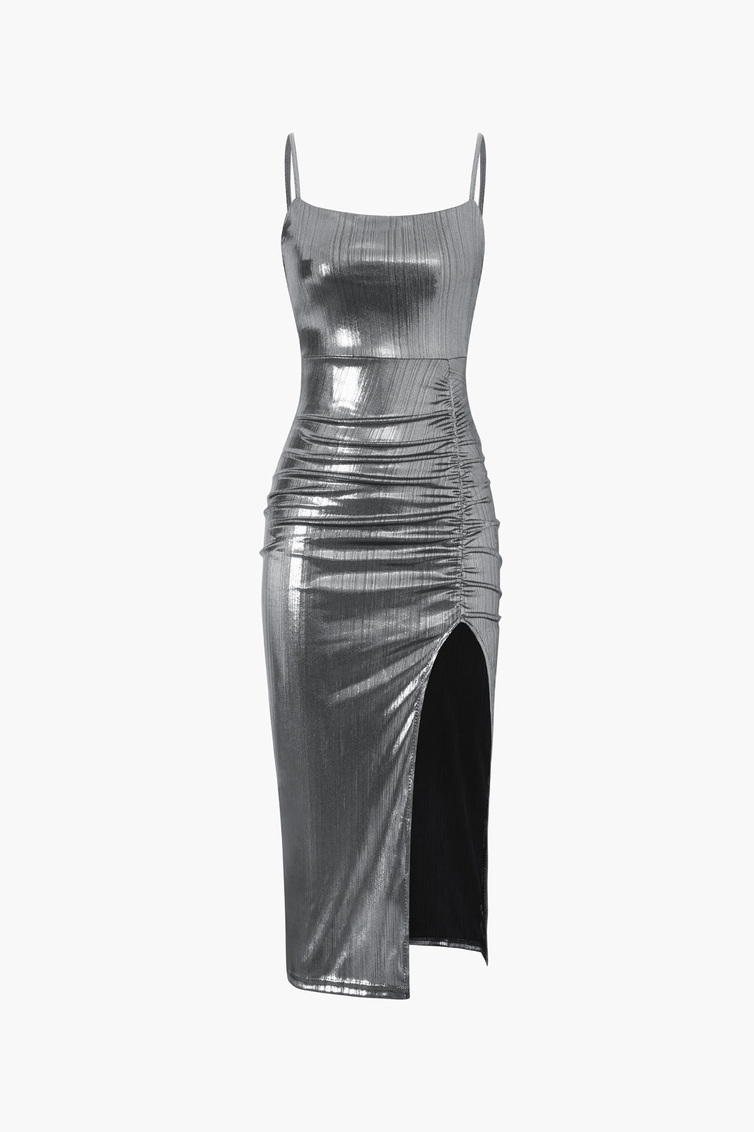 Metallic Midi Dress with Slit