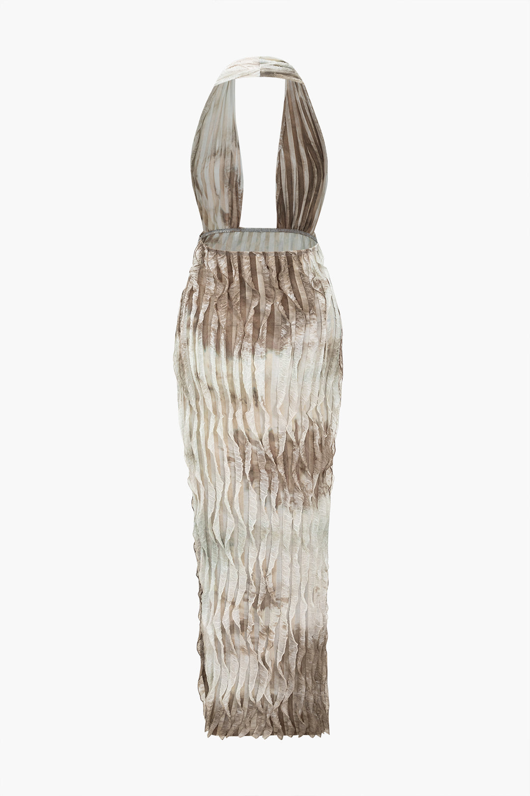 Natiné - Maxi Sukienka z Tyłem na Plecach w Wzór Tie Dye