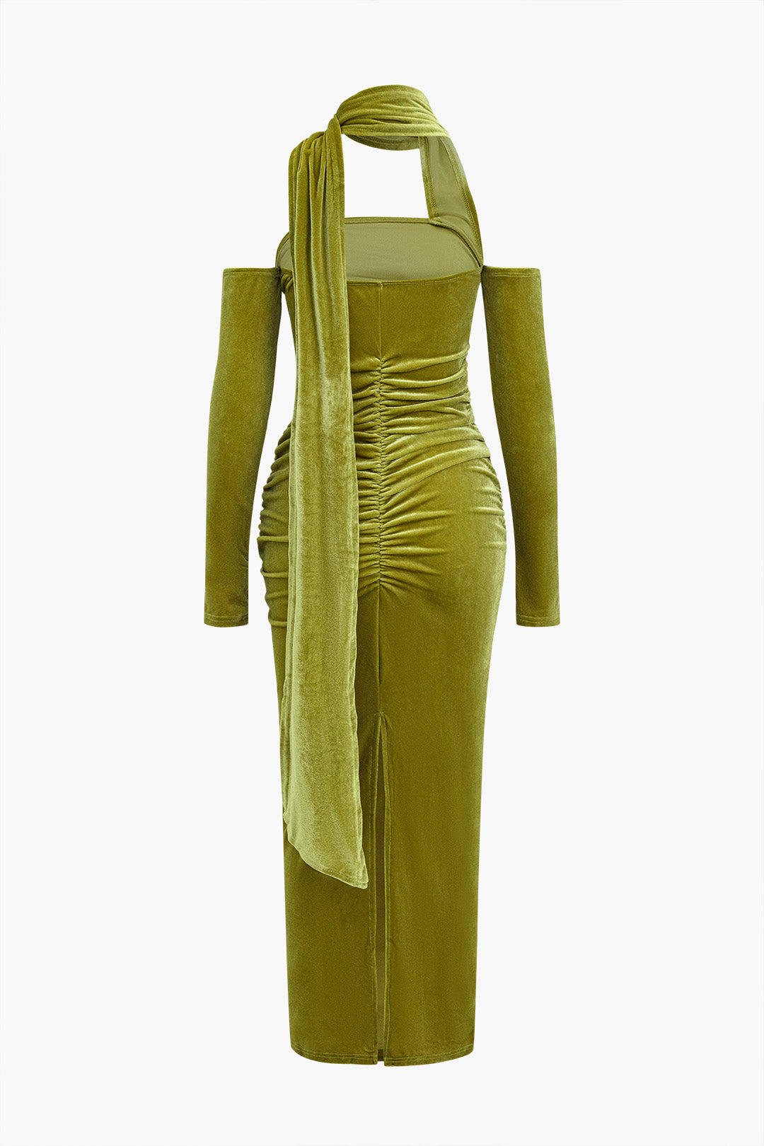 Maxikleid mit Samt-Ausschnitt