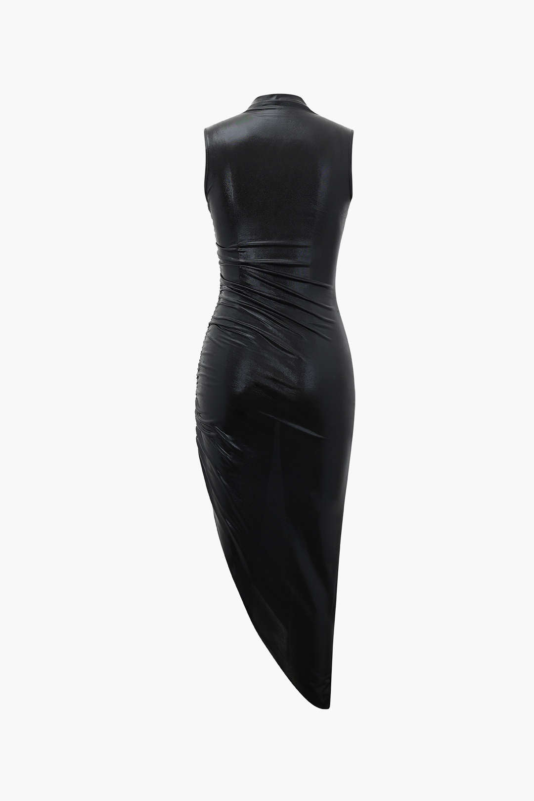 Metallic Asymmetrical Midi Dress without Sleeves