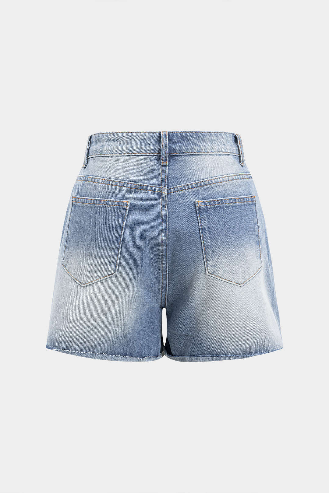 Asymmetrical Denim Shorts with Buttons and Pockets