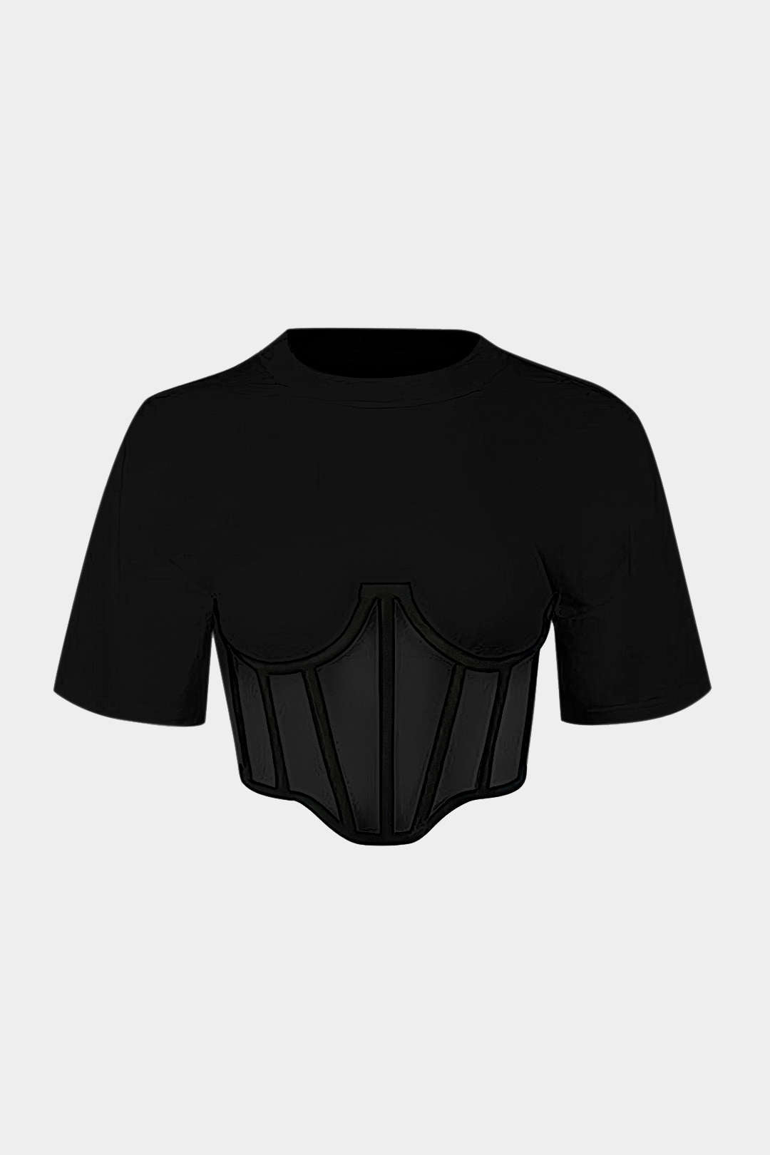 Natiné - T-shirt z zamkiem, koronką i krótkim rękawem