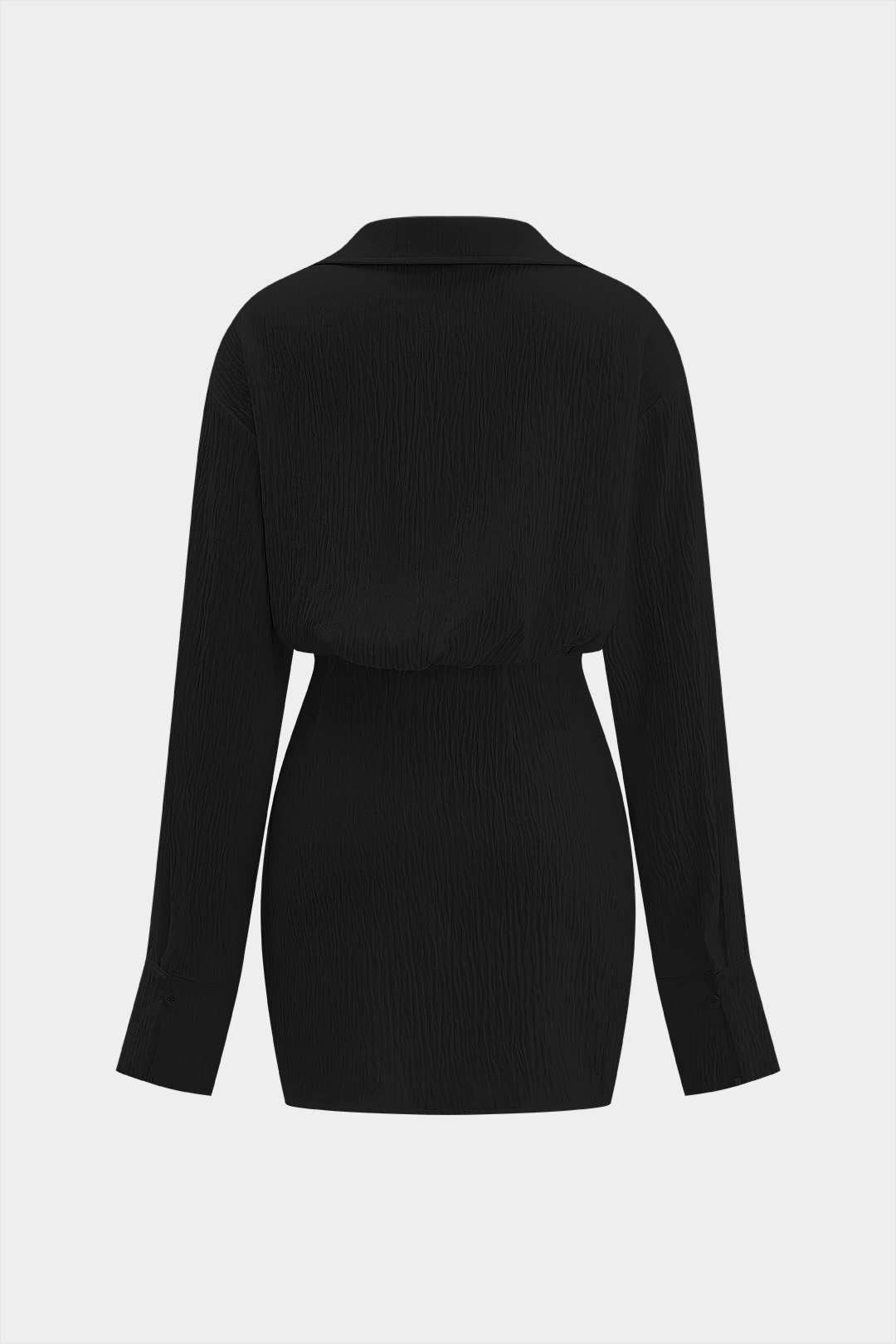 Elegancka Mini Sukienka z Długim Rękawem i Głębokim Dekoltem