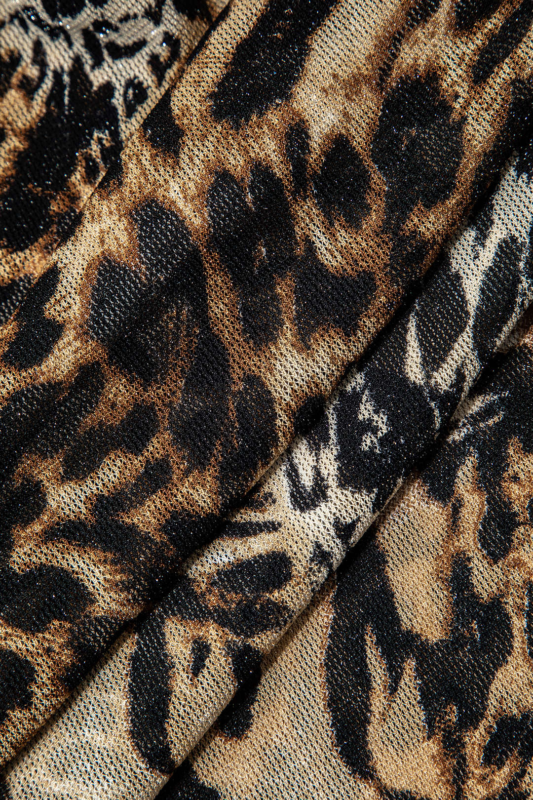Natiné – Midi Sukienka Leopard z Dekoltem na Sznurek
